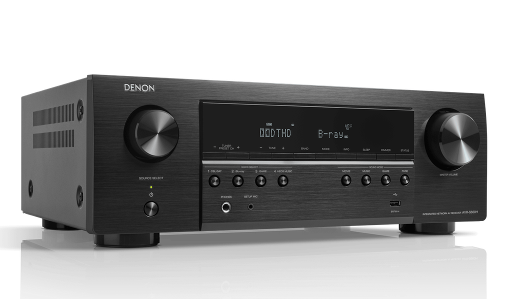 Denon AVR-S660H 5.2 Ch. 8K AV Receiver with HEOS Built-in,  75 watts per channel,8K Ultra HD, 3D Audio