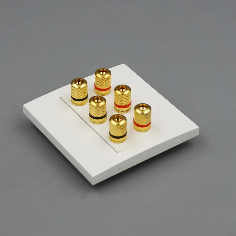AV 6 Binding Post Surround Home Theater Speaker Wall Faceplate-White Ukitson