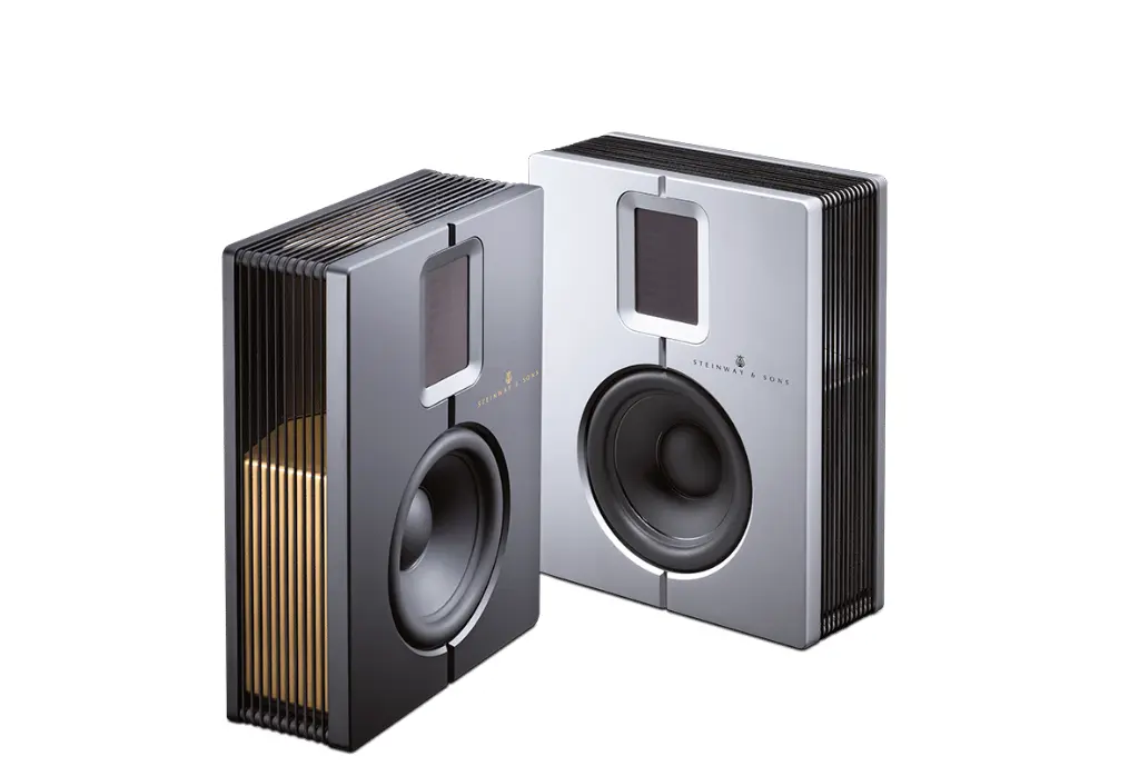 Steinway Lyngdorf Model S-15 Satin Silver Matte Black, relegates bass duties to boundary woofers, it reproduces only high and midrange frequencies