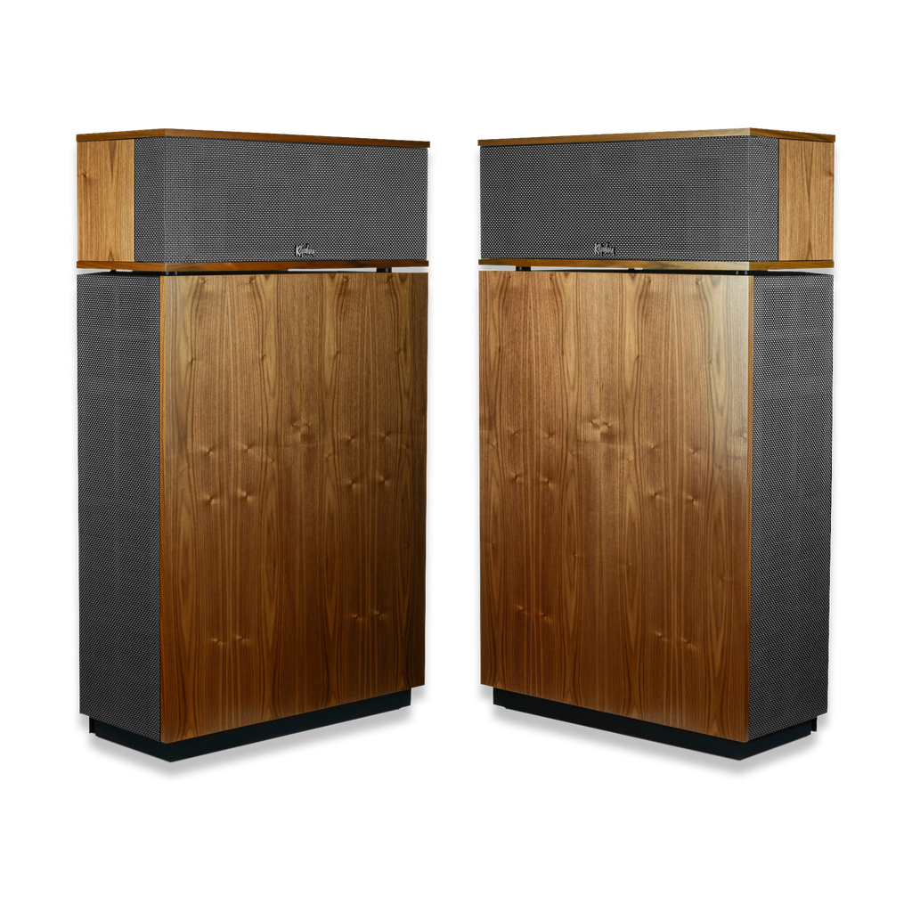 Klipschorn AK6 (Pair), American Walnut,  With its three-way system, each driver is coupled to a horn and optimized to operate in its individual pass-band