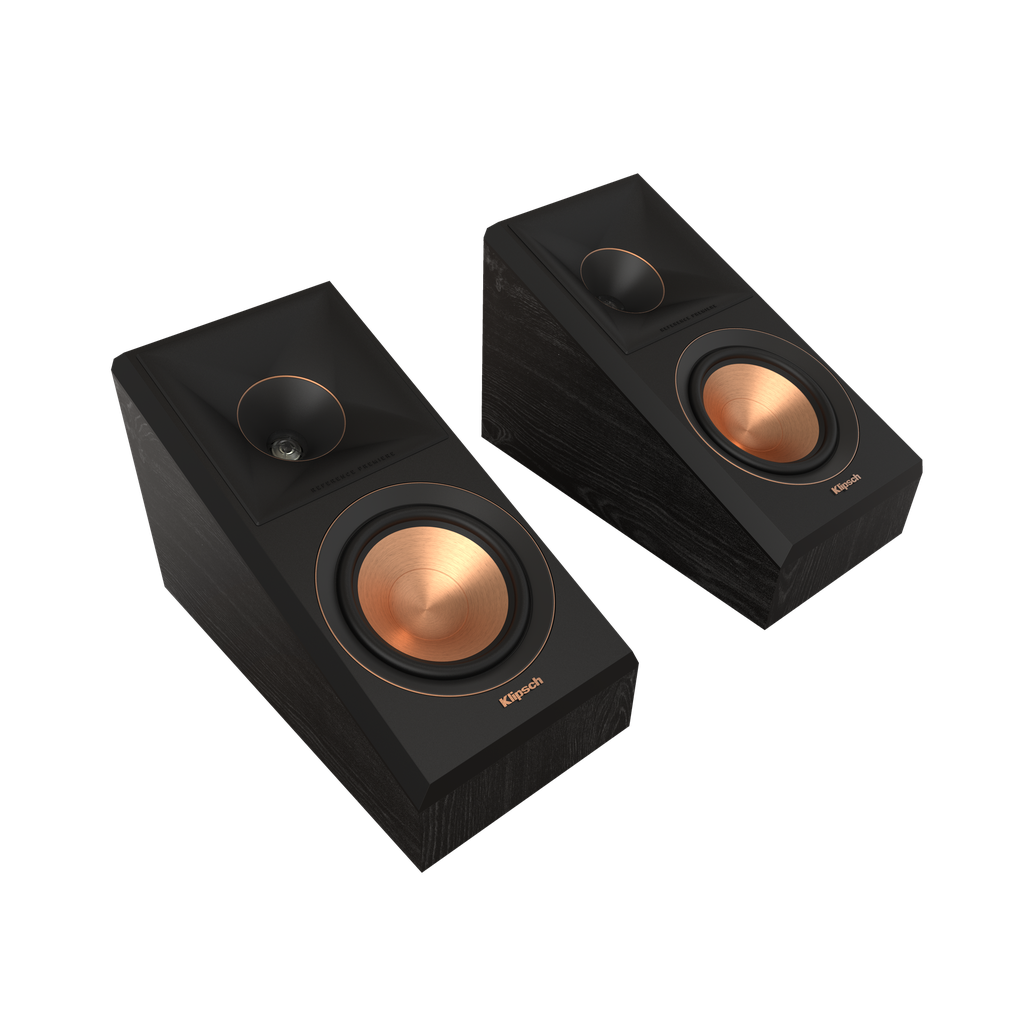 Klipsch RP-500SA II Surround Sound Speaker Ebony (Pair), can be used as an up-firing immersive speaker for Dolby Atmos Technology, a height speaker or a rear surround model all with the flip of a switch