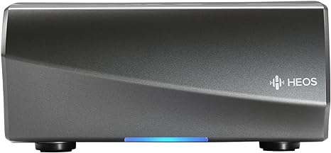 Denon HEOS HS2 Link Wireless Pre-Amplifier For Multi-Room Audio - Series 2 (New Version), Amazon Alexa Compatibility, Powered Subwoofer Connection, Black with Silver, 2.91 x 6.14 x 5.83