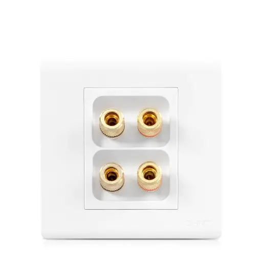 AV 4 Binding Post Surround Home Theater Speaker Wall Faceplate-White Ukitson