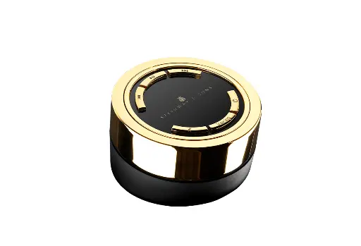Steinway Lyngdorf Remote Control, Gold, The iconic Steinway & Sons remote control for stereo and surround sound systems features a rotating wheel crafted from solid, gold-plated mounted on precision-machined Swiss bearings