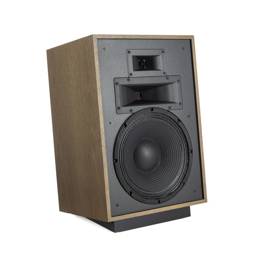 Klipsch Heresy IV, Distressed Oak (Pair), with a compact three-way design, utilizing a 12” woofer and horn-loaded midrange and tweeter