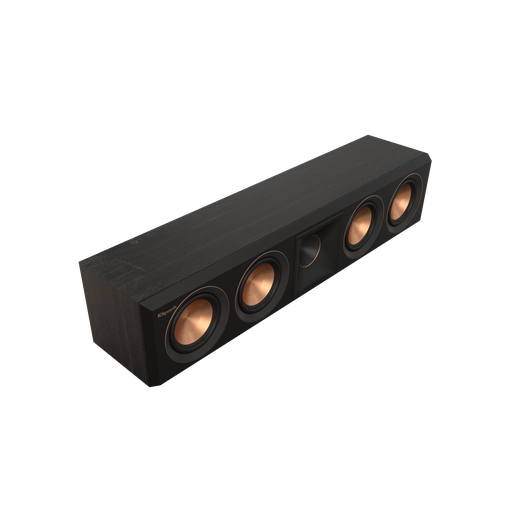 Klipsch RP-404C II, Center Channel Speaker Ebony, A new, larger 90° x 90° silicone composite hybrid Tractrix® horn provides incredibly efficient transfer of high-frequency waves into the listening area to create a crisper, clearer sound